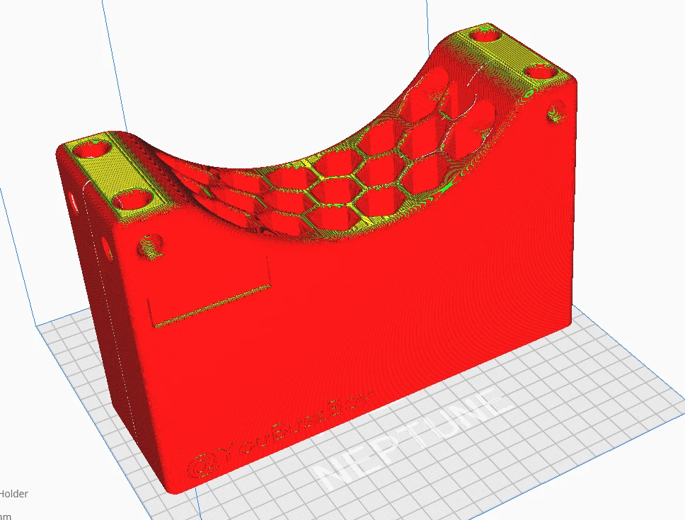 The 3D model of the cylinder support before printing
